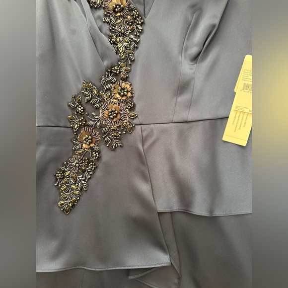 Aidan Mattox Embellished V Neck Peplum Sheath Dress - Picture 14 of 16